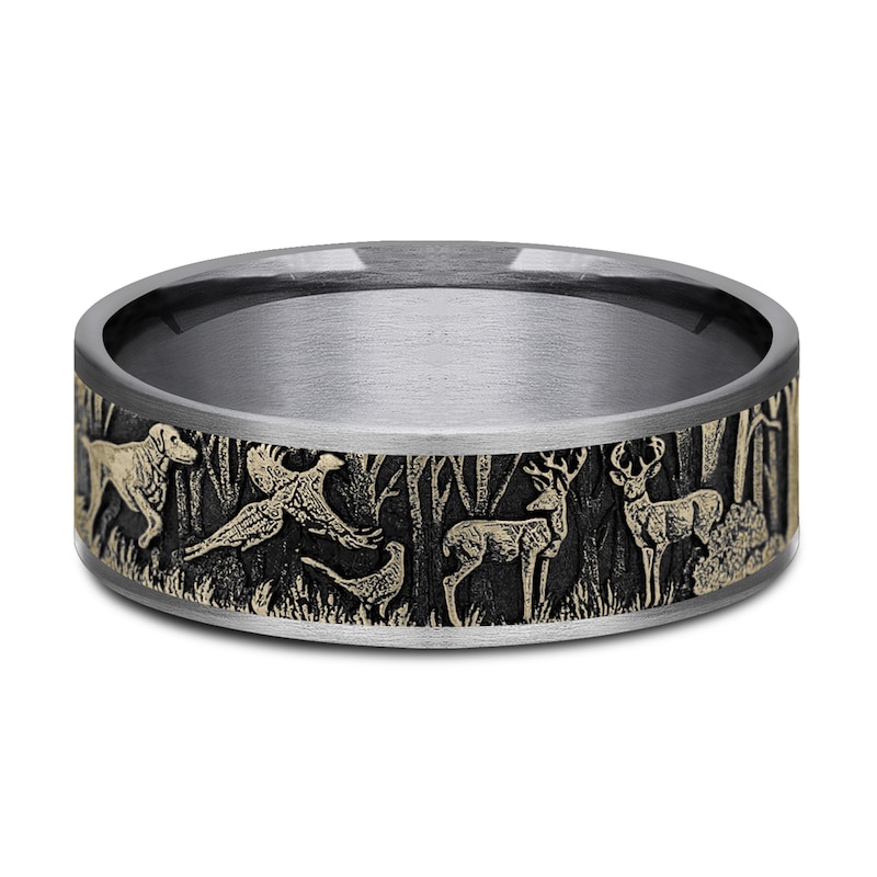 Main Image 3 of Forest Wedding Band Tantalum/14K Yellow Gold 7.5mm