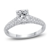 Thumbnail Image 1 of Diamond Halo Engagement Ring 1-3/8 ct tw Cushion/Round 14K White Gold