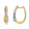 Thumbnail Image 0 of Diamond Hoop Earrings 1/2 ct tw Round-cut 14K Yellow Gold