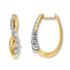 Thumbnail Image 1 of Diamond Hoop Earrings 1/2 ct tw Round-cut 14K Yellow Gold