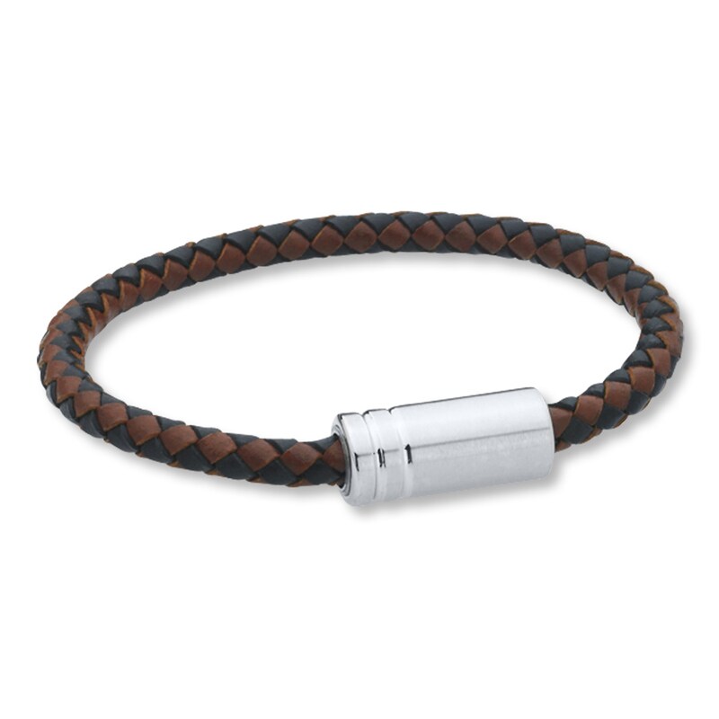 Braided leather bracelet stainless bracelet mens bracelet leather bracelet mens leather bracelet leather jewelry gift for him RLB6-03-01