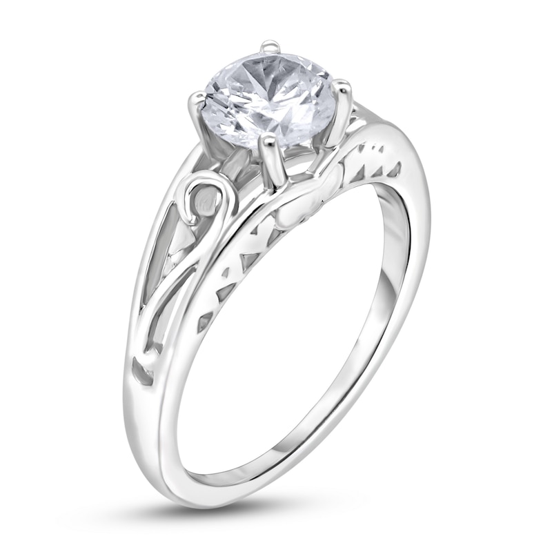 Main Image 2 of Diamond Solitaire Scroll Engagement Ring 1 ct tw Round 14K White Gold (I2/I)