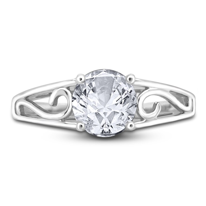 Main Image 3 of Diamond Solitaire Scroll Engagement Ring 1 ct tw Round 14K White Gold (I2/I)