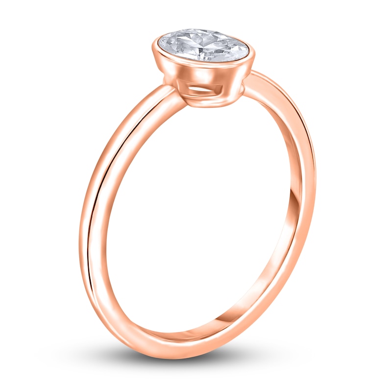 Main Image 2 of Diamond Solitaire Engagement Ring 3/4 ct tw Bezel-Set Oval 14K Rose Gold (I2/I)