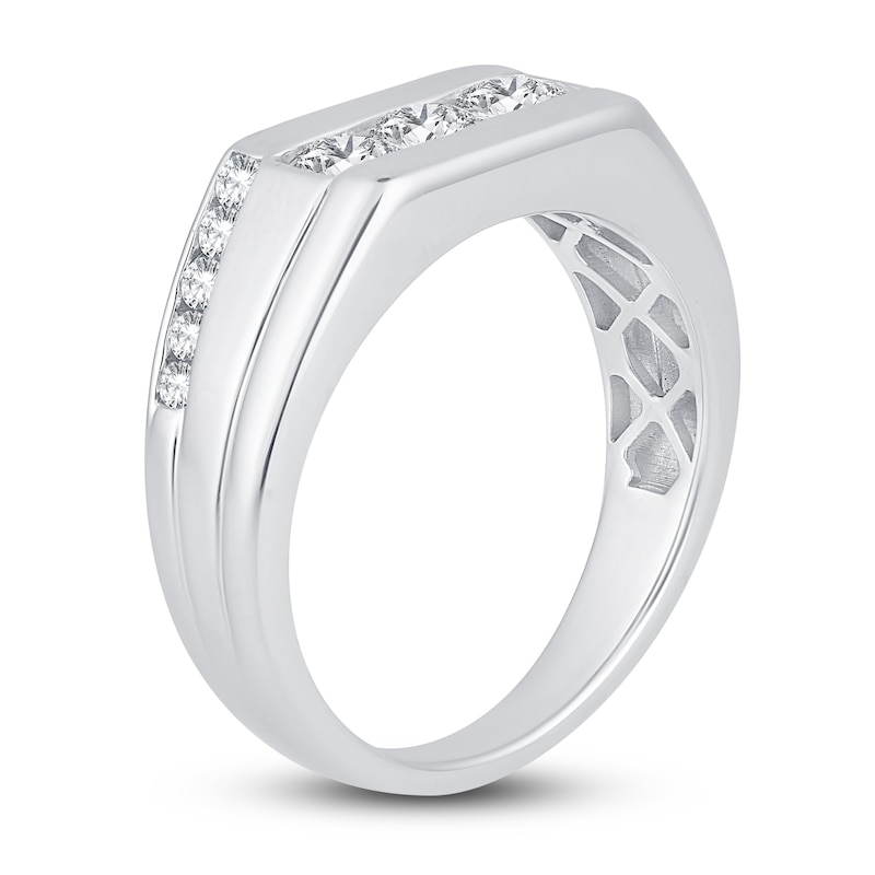 Main Image 2 of Men's Diamond Wedding Band 1 ct tw Round 14K White Gold