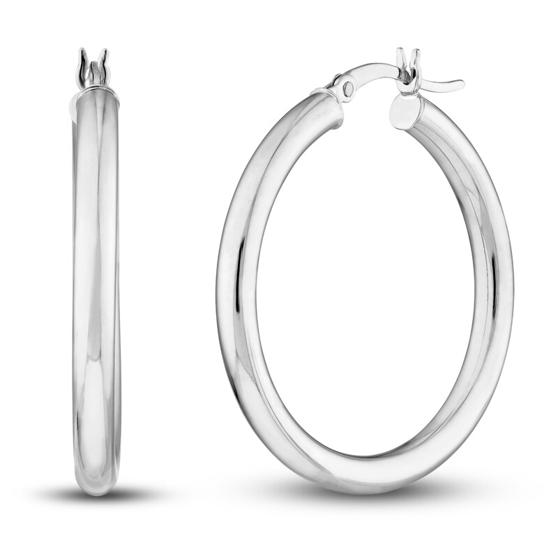 Main Image 1 of Polished Hoop Earrings 14K White Gold 30mm
