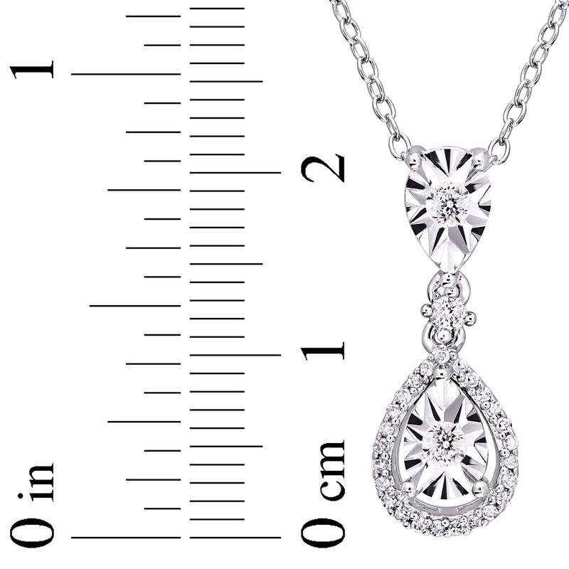 Main Image 3 of Diamond Teardrop Necklace 1/5 ct tw Round Sterling Silver 18"