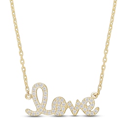 Diamond Love Necklace 1/4 ct tw Round 14K Yellow Gold 17"
