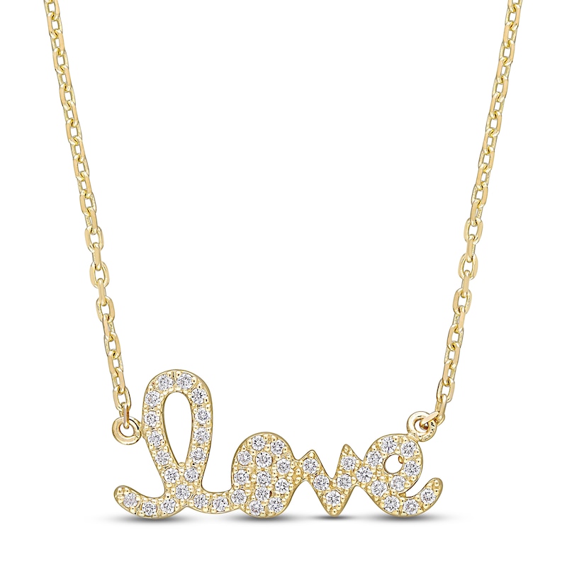 Main Image 1 of Diamond Love Necklace 1/4 ct tw Round 14K Yellow Gold 17"
