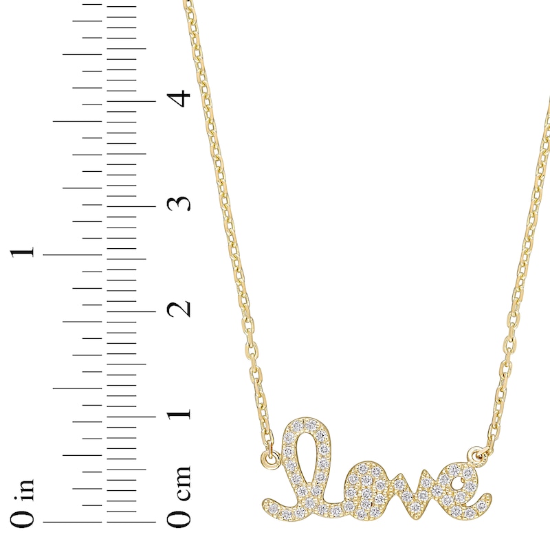 Main Image 3 of Diamond Love Necklace 1/4 ct tw Round 14K Yellow Gold 17"
