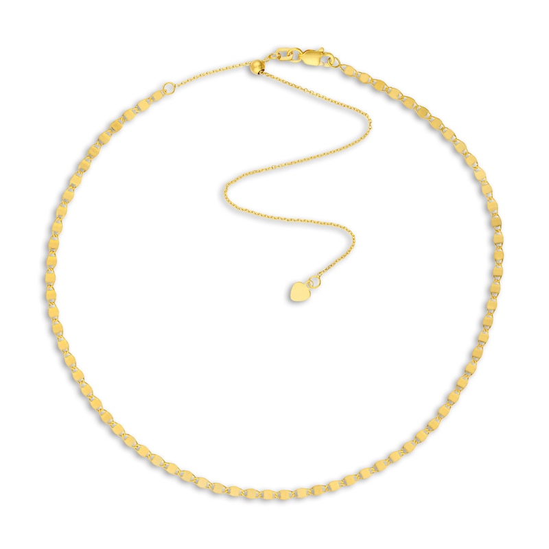 Main Image 1 of Solid Valentino Chain Necklace 14K Yellow Gold 11.5" Adj.