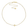Thumbnail Image 1 of Sideways Cross Choker Necklace 14K Yellow Gold 15" Adj.