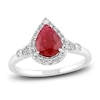 Thumbnail Image 1 of Natural Ruby Engagement Ring 1/5 ct tw Diamonds 14K White Gold
