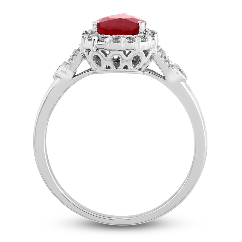 Main Image 2 of Natural Ruby Engagement Ring 1/5 ct tw Diamonds 14K White Gold