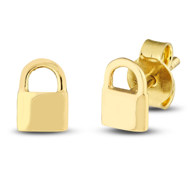Main Image 1 of Padlock Stud Earrings 14K Yellow Gold