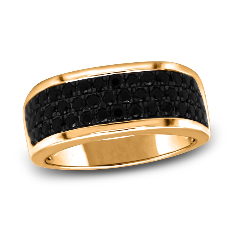 Main Image 1 of Men's Black Diamond Anniversary Ring 1 ct tw Round 14K Yellow Gold