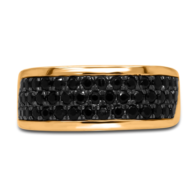 Main Image 3 of Men's Black Diamond Anniversary Ring 1 ct tw Round 14K Yellow Gold