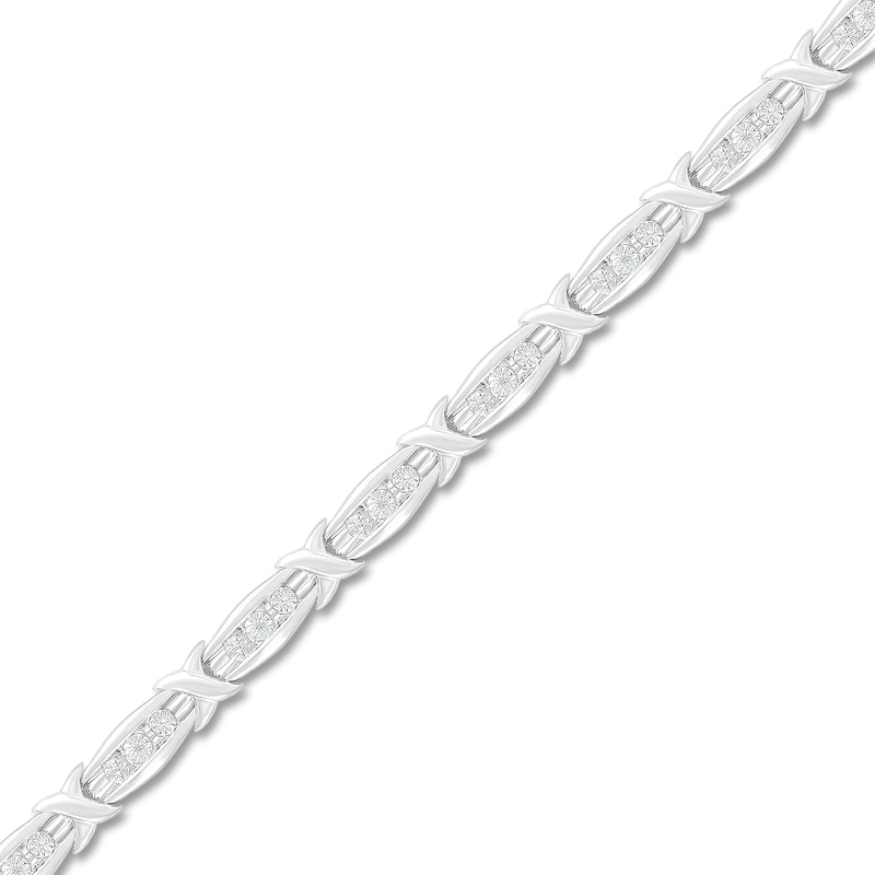 Diamond X Bracelet 1/20 ct tw Round Sterling Silver 7.25"
