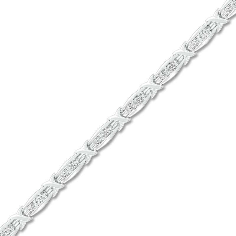 Main Image 2 of Diamond X Bracelet 1/20 ct tw Round Sterling Silver 7.25"