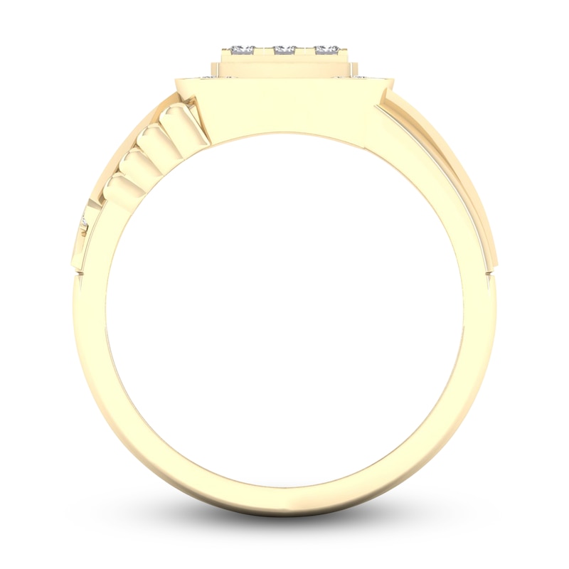 Main Image 2 of Men's Diamond Ring 3/4 ct tw Square-cut/Round 10K Yellow Gold