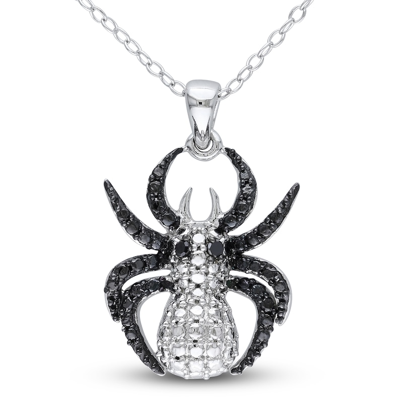 Main Image 1 of Black Diamond Spider Necklace Diamond Accents Sterling Silver 18"