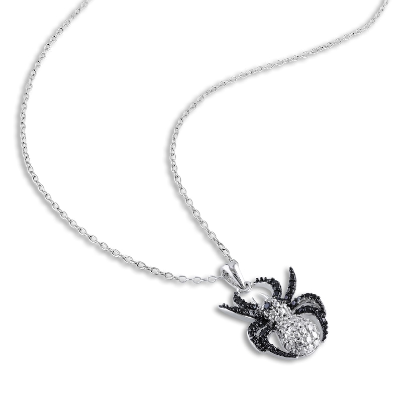 Main Image 2 of Black Diamond Spider Necklace Diamond Accents Sterling Silver 18"