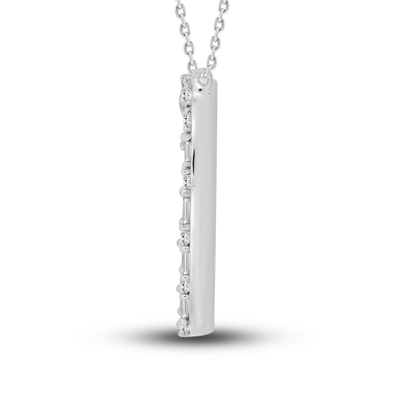 Main Image 2 of Diamond Heart Necklace 1/3 ct tw Round/Baguette 10K White Gold
