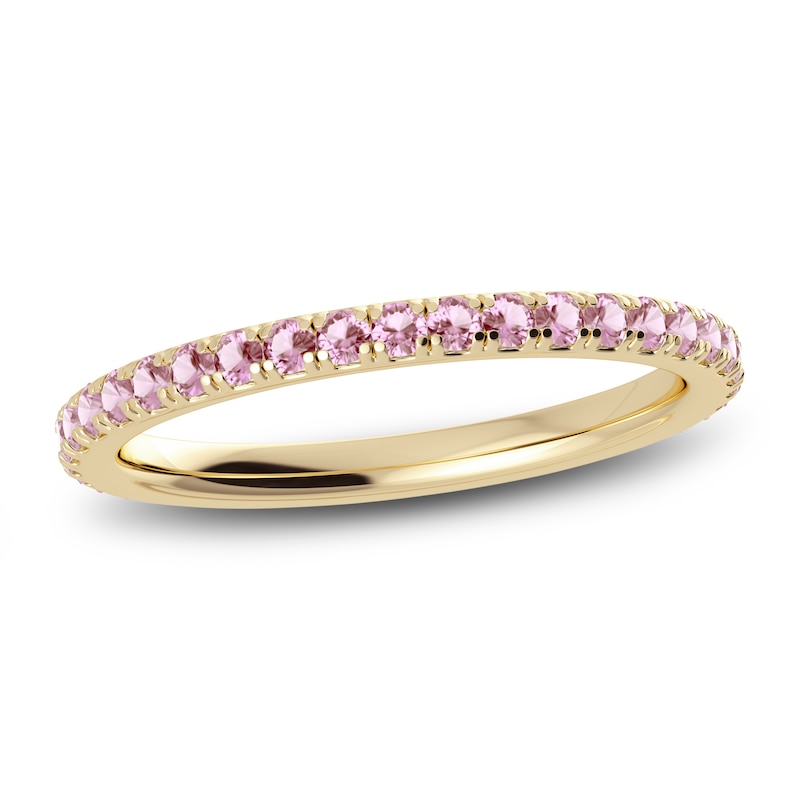 Juliette Maison Natural Pink Tourmaline Eternity Ring 10K Yellow Gold