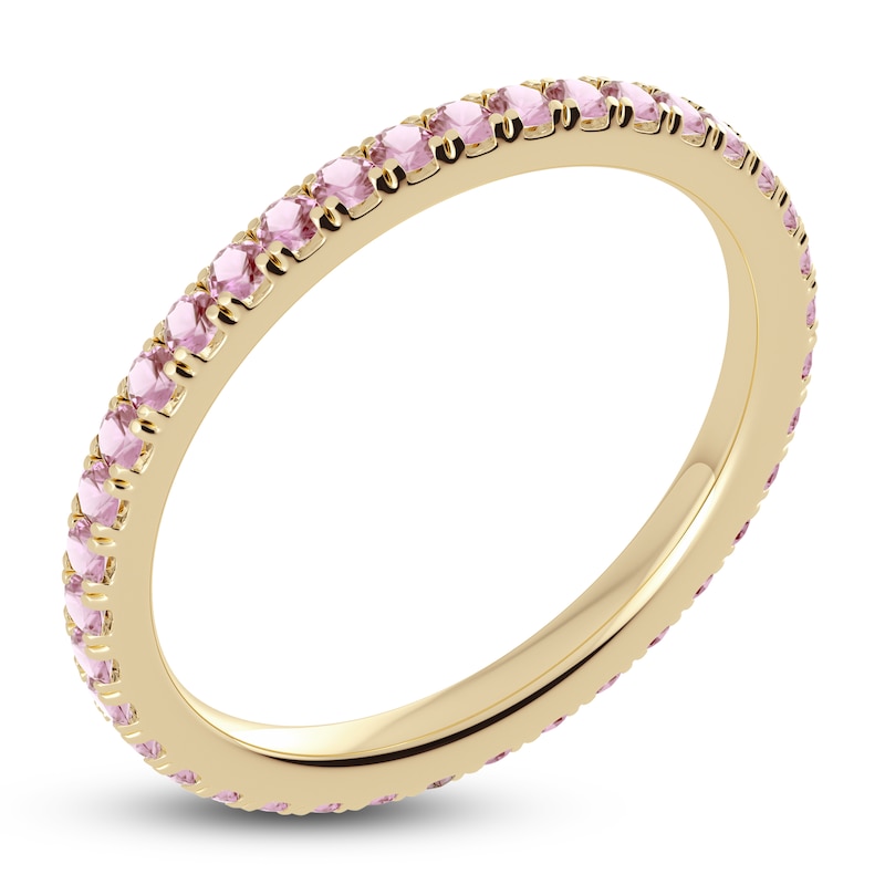 Juliette Maison Natural Pink Tourmaline Eternity Ring 10K Yellow Gold