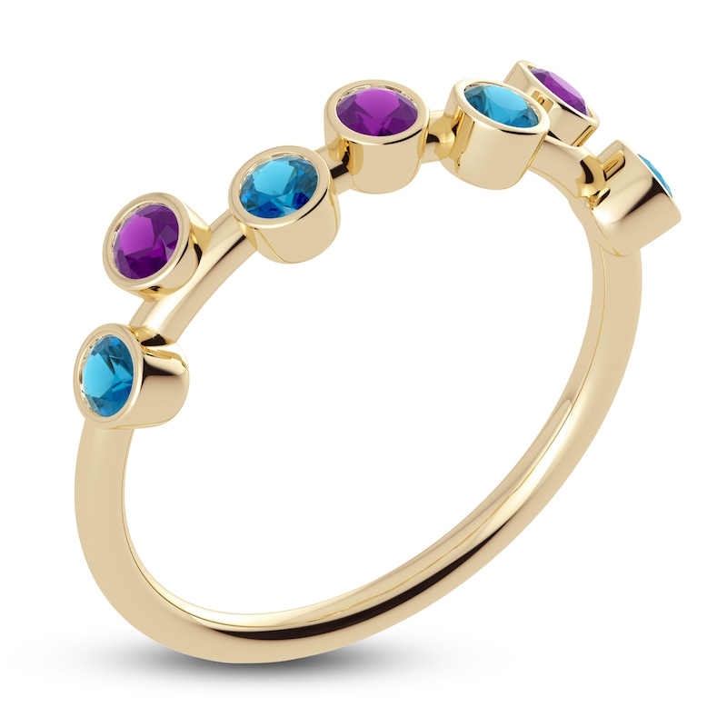 Main Image 2 of Juliette Maison Natural Blue Zircon & Natural Amethyst Ring 10K Yellow Gold