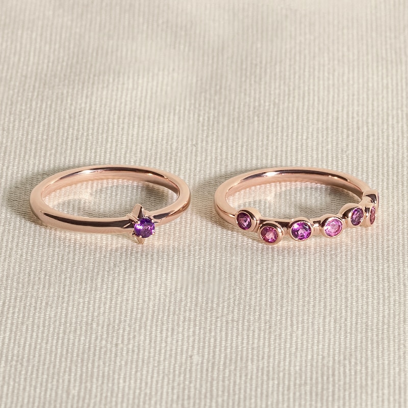Main Image 4 of Juliette Maison Natural Blue Zircon & Natural Amethyst Ring 10K Yellow Gold