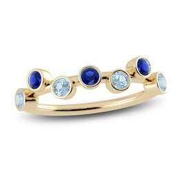 Juliette Maison Natural Blue Sapphire & Natural Aquamarine Ring 10K Yellow Gold