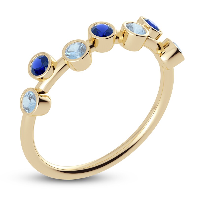 Main Image 2 of Juliette Maison Natural Blue Sapphire & Natural Aquamarine Ring 10K Yellow Gold