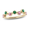 Thumbnail Image 1 of Juliette Maison Natural Pink Tourmaline & Natural Emerald Ring 10K Yellow Gold