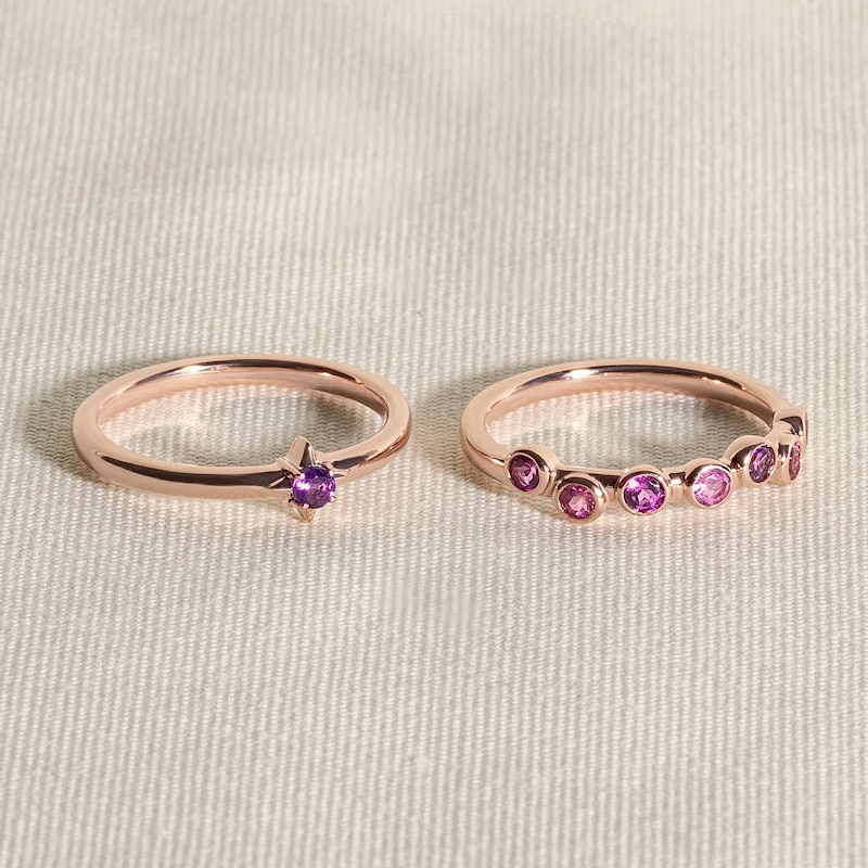 Main Image 4 of Juliette Maison Natural Pink Tourmaline & Natural Emerald Ring 10K Yellow Gold