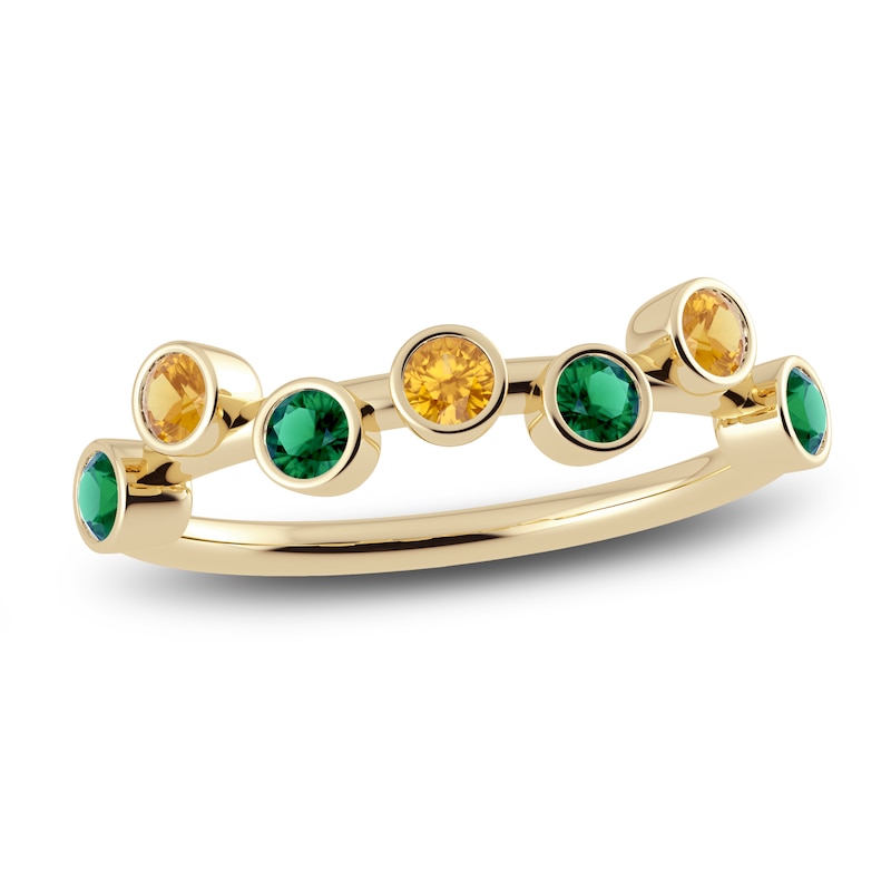 Main Image 1 of Juliette Maison Natural Citrine & Natural Emerald Ring 10K Yellow Gold