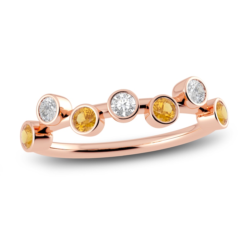 Main Image 1 of Juliette Maison Natural White Sapphire & Natural Citrine Ring 10K Rose Gold