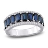 Thumbnail Image 1 of Natural Sapphire Anniversary Ring 1/3 ct tw Diamonds 14K White Gold