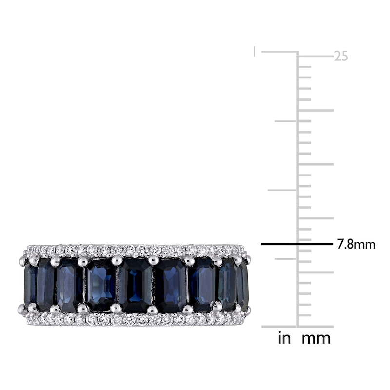 Main Image 4 of Natural Sapphire Anniversary Ring 1/3 ct tw Diamonds 14K White Gold