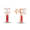 Juliette Maison Natural Ruby Baguette and Cultured Freshwater Pearl Earrings 10K Rose Gold