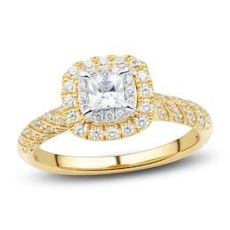 Diamond Engagement Ring 3/4 ct tw Princess/Round 14K Yellow Gold