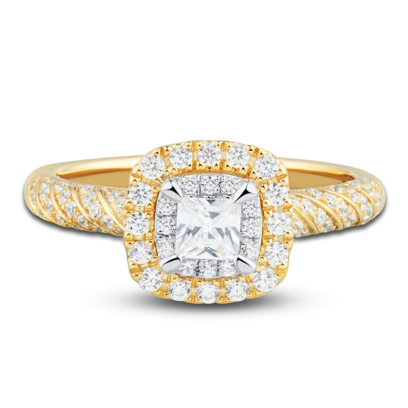 Main Image 2 of Diamond Engagement Ring 3/4 ct tw Princess/Round 14K Yellow Gold
