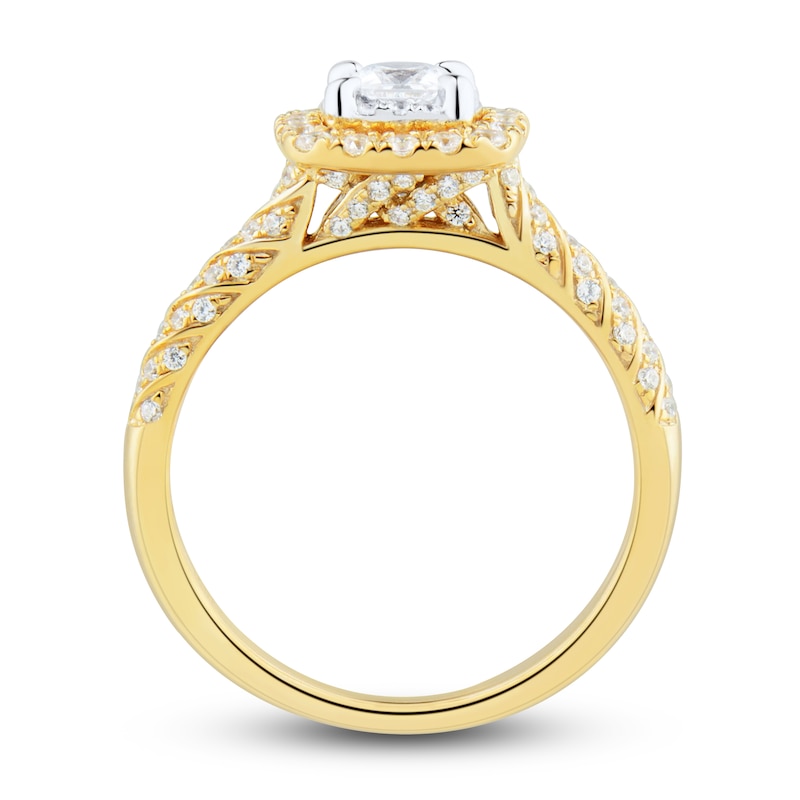 Main Image 3 of Diamond Engagement Ring 3/4 ct tw Princess/Round 14K Yellow Gold