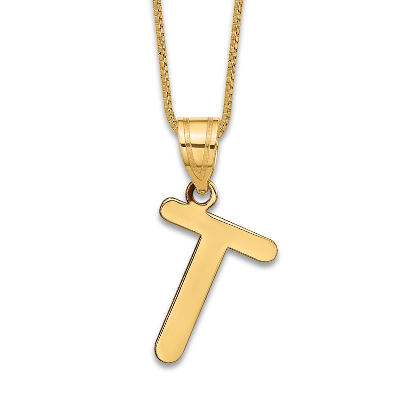 Main Image 1 of Initial T Charm 14K Yellow Gold 18"