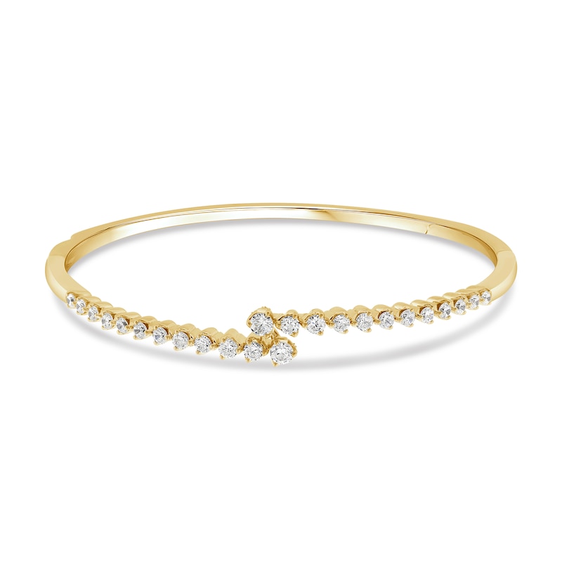 Diamond Bangle Bracelet 1-1/2 ct tw Round 14K Yellow Gold