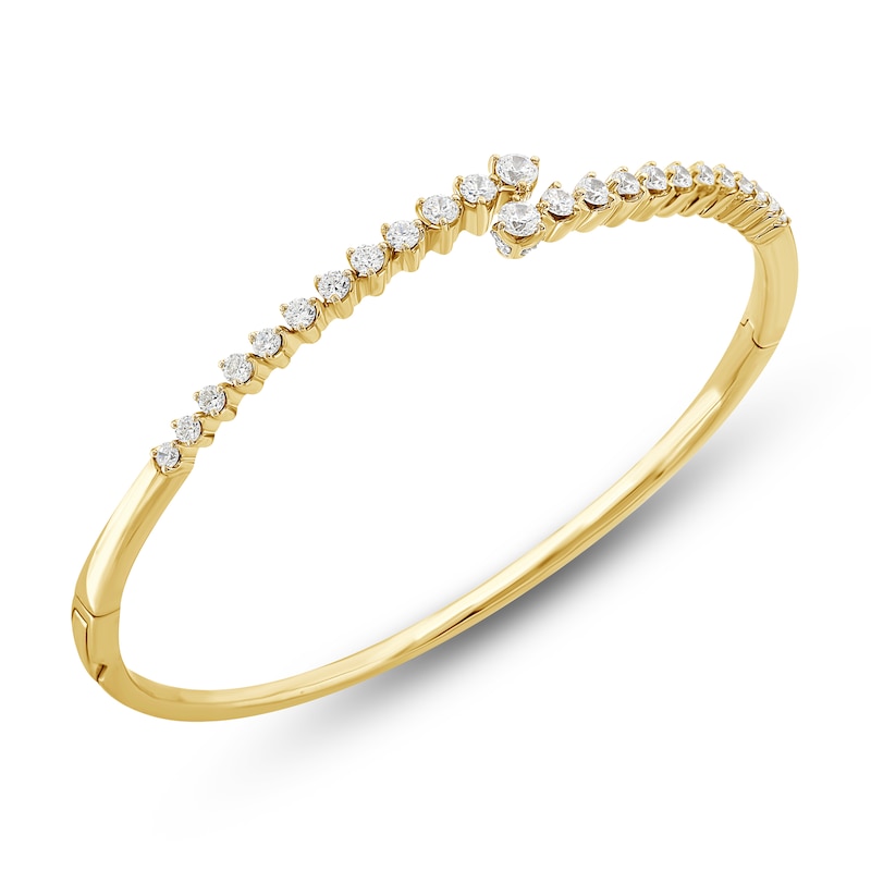 Diamond Bangle Bracelet 1-1/2 ct tw Round 14K Yellow Gold
