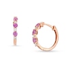 Thumbnail Image 1 of Kallati Round-Cut Natural Pink Sapphire Hoop Earrings 1/6 ct tw Diamonds 14K Rose Gold