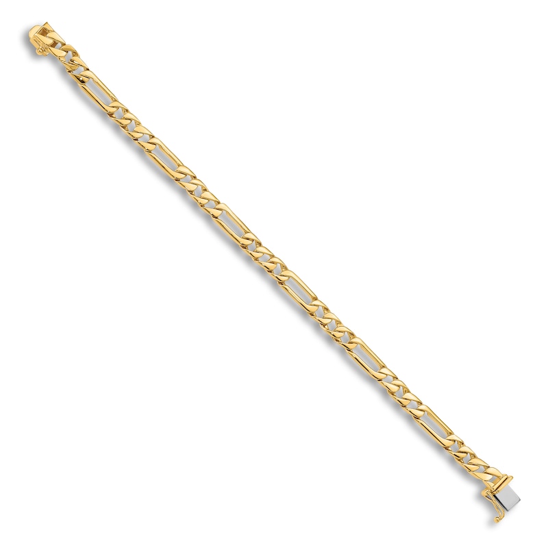 Men's Solid High-Polish Figaro Link Bracelet 14K Yellow Gold 8"