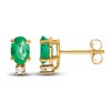 Natural Emerald Earrings 1/20 ct tw Diamonds 14K Yellow Gold