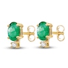Natural Emerald Earrings 1/20 ct tw Diamonds 14K Yellow Gold